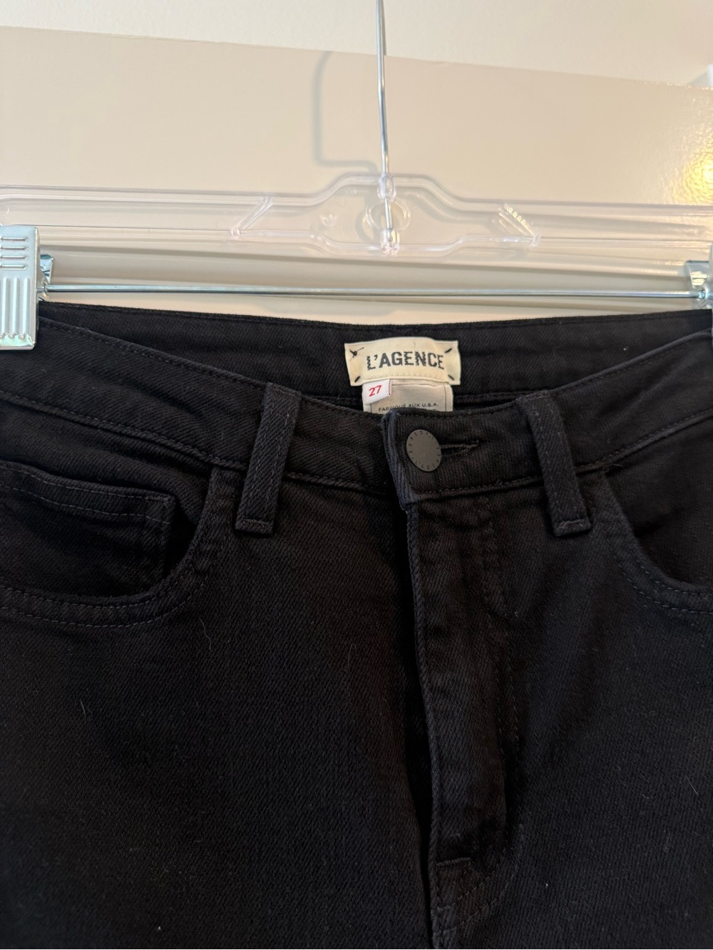 L'AGENCE Black Distressed Ankle Crop Jeans - Picture 4 of 5